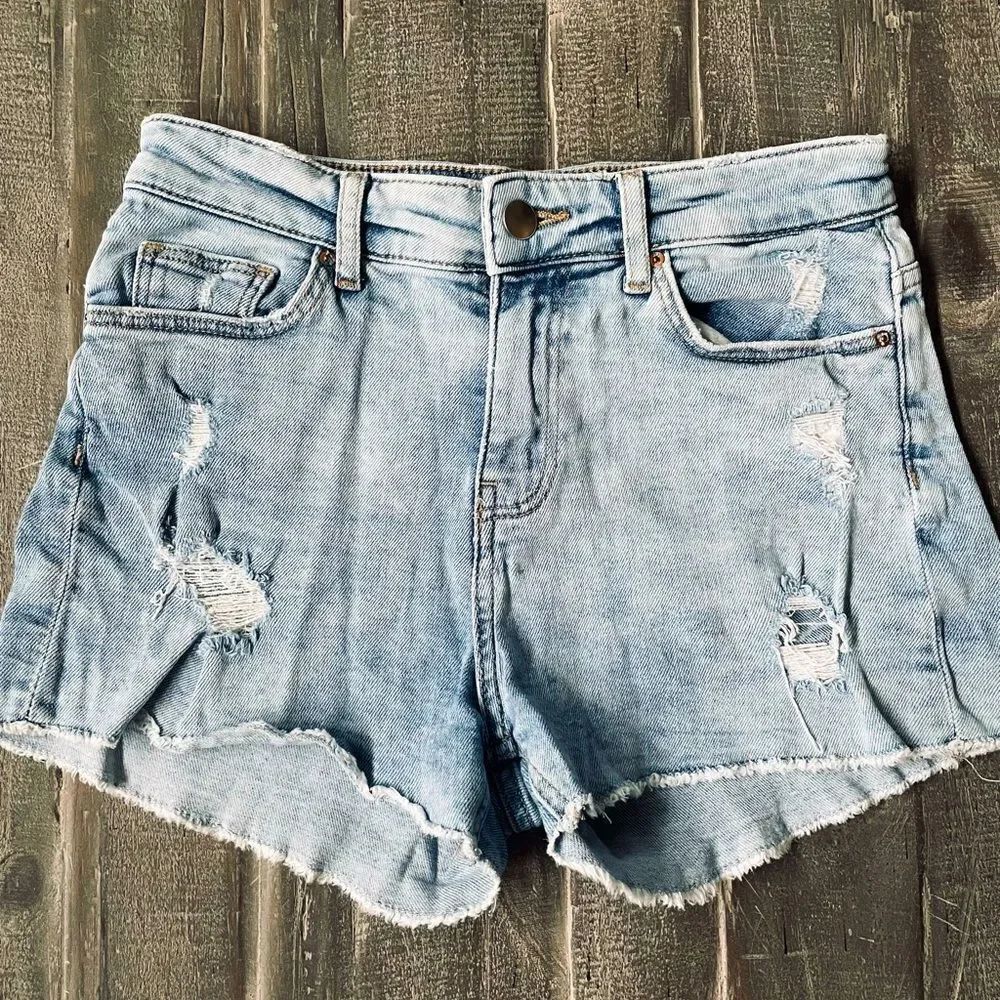 H&M Distressed Vintage High Waist Denim Jean Shorts 2